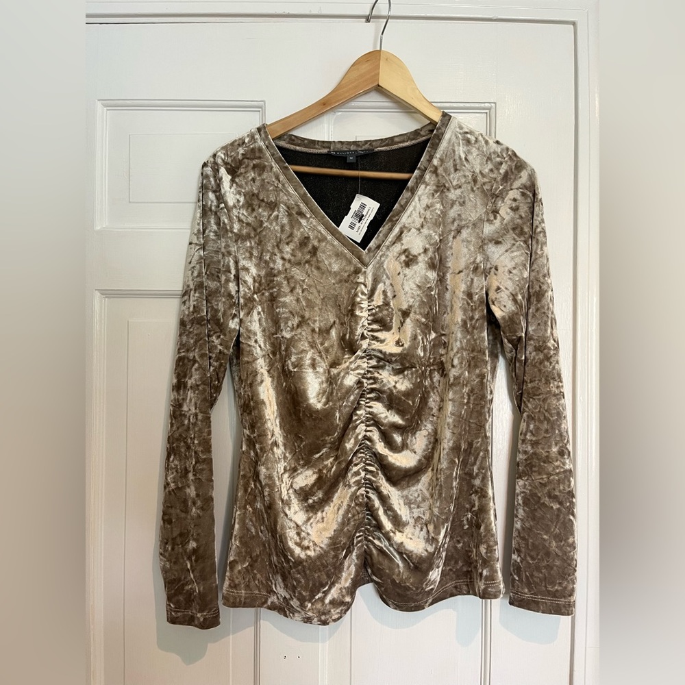 Elliot Lauren Champagne Ruched Velvet Top